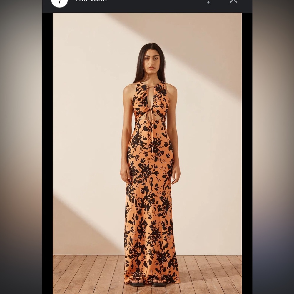 Shona Joy Solare Cut Out Maxi Dress in Tangerine & Black Size 6 - Picture 2 of 3